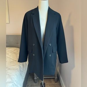 Aritzia Wilfred Oversized Relaxed Double Breasted Black Crepe Blazer Size XS